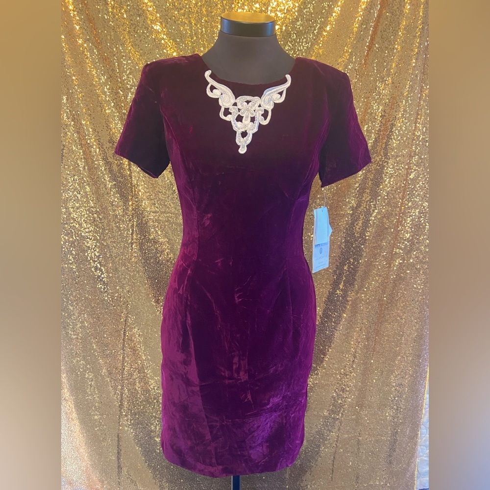 ✨Gunne Sax Jessica McClintock - Pearl Embellished Burgyndy Dress✨